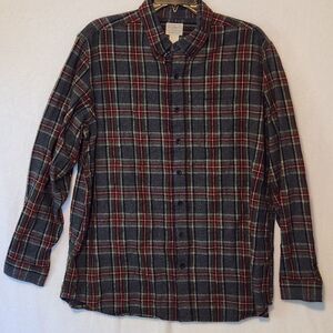 LL Bean Mens XL Tall Scotch Plaid Flannel Shirt Button Down Grey Stewart Gray